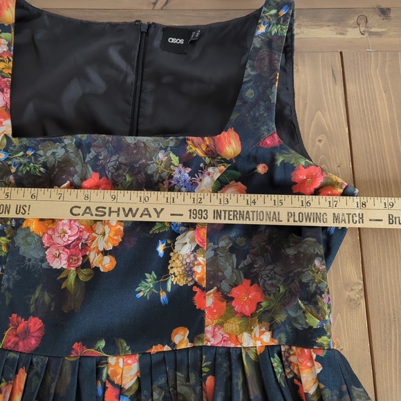 ASOS Black Floral Fit and Flare Summer Sleeveless Mini Dress - Picture 8 of 11